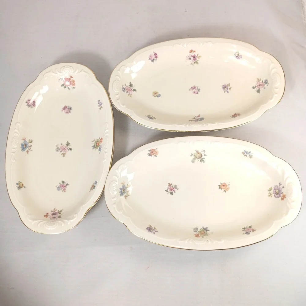 VTG Royal Bayreuth Royal Tettau Germany U.S. Zone Cream Floral Oval Serving Dish